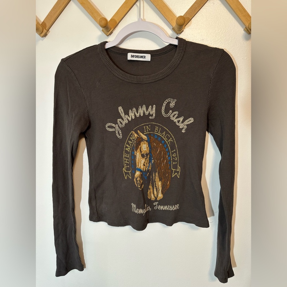 Daydreamer Johnny Cash Tennessee '71 Long Sleeve Thermal Shirt Size XS